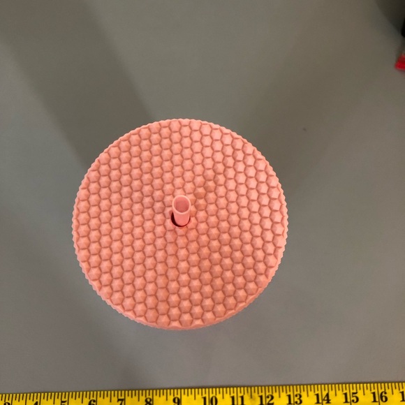 Barbie Core Peach Color Studded Tumbler B Letter Straw Cup & Lid Plastic Tumbler - Picture 4 of 8